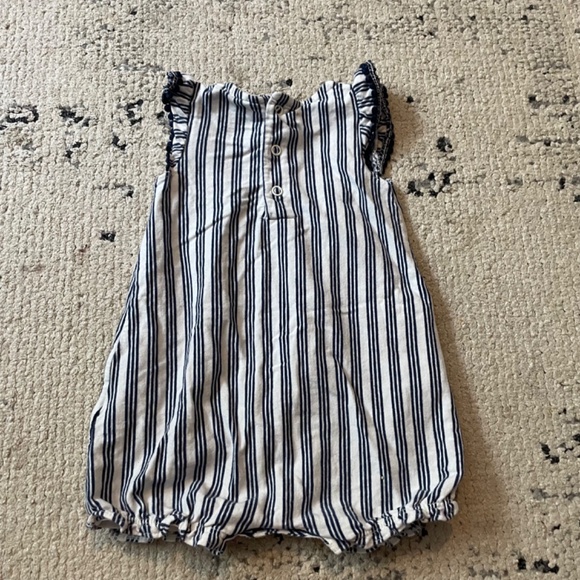 Carter’s girls size 6 months short Romper navy blue & white stripes pink floral - Picture 4 of 5